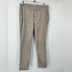 Sundance Allover Embroidered Khaki Pants Womens 4 Cotton Elastane Blend Trousers
